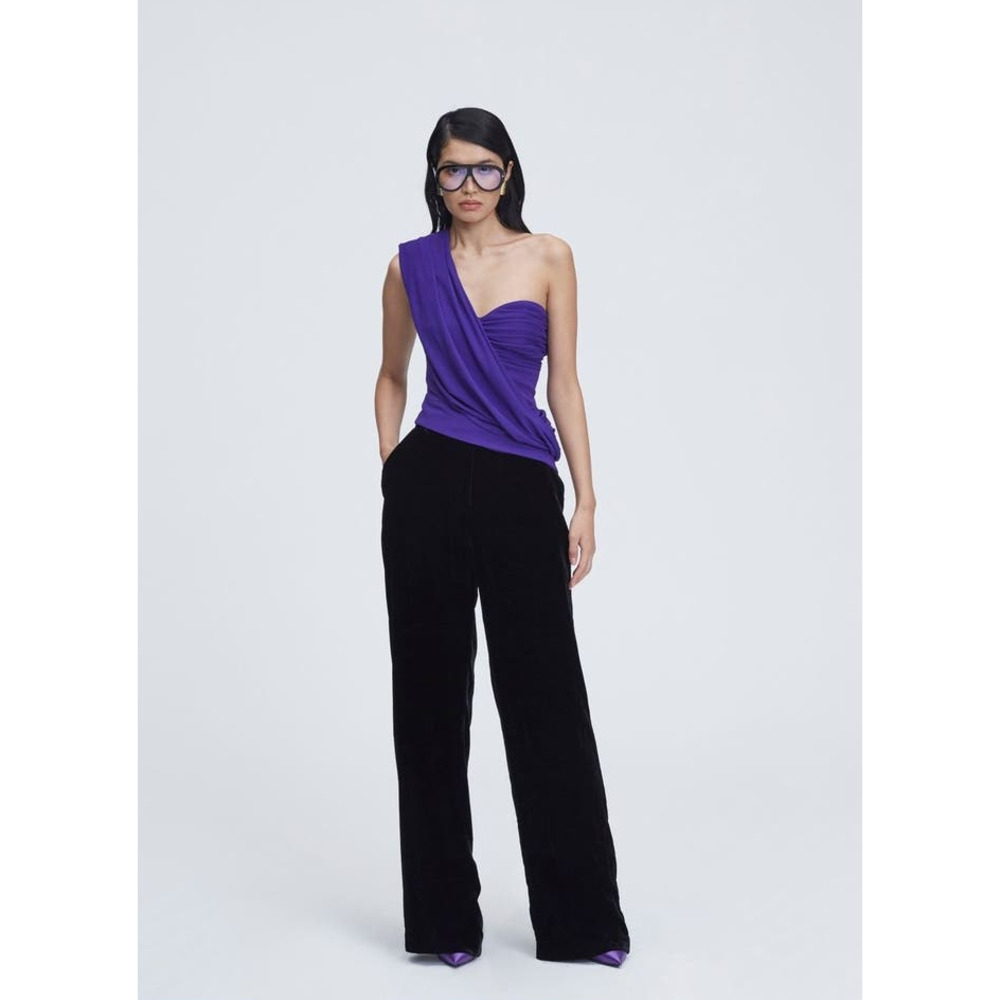 LBV. Women's  Crepe Draped One Shoulder Tunic in Purple NWT 298 Sz 6